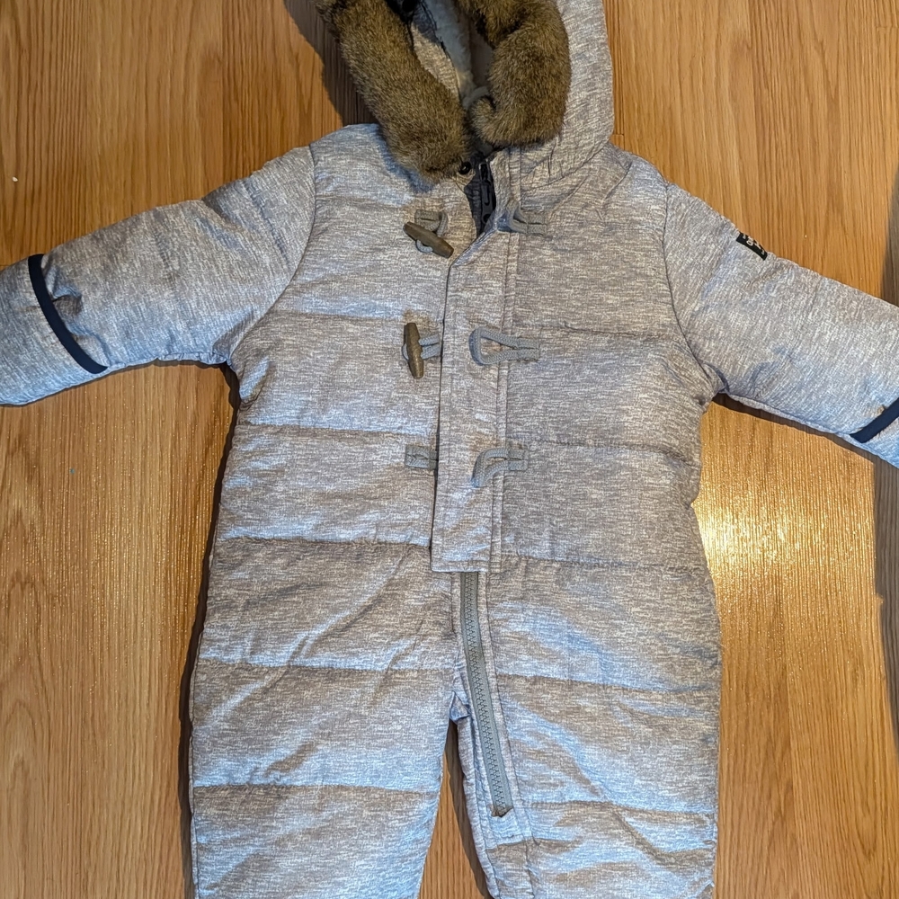 OshKosh B'gosh Cream and Gray Baby Snowsuit